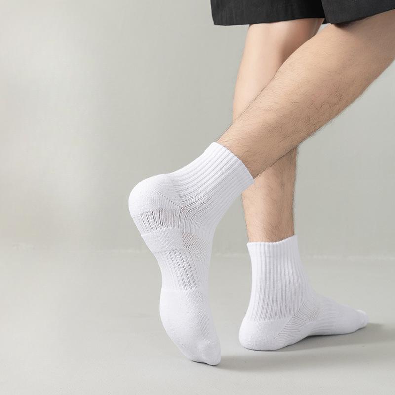 Basketball Socks, Men's Mid-calf Sports Pure Cotton Thin Short Socks, Men's Breathable and Sweat-absorbing Thick Towel Bottom Long Socks