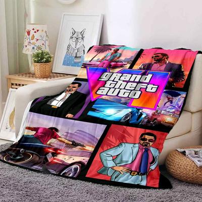 1pz Coperta Morbida in Flanella Grand Theft Auto con Stampa di Design - Una coperta accogliente per tutte le stagioni, perfetta per il divano, il letto, l'ufficioB91