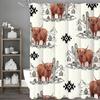 Western Desert Cow Cactus Geometric Pattern Shower Curtain, Bathroom Decorative Shower Curtain, Waterproof Shower Curtain with H