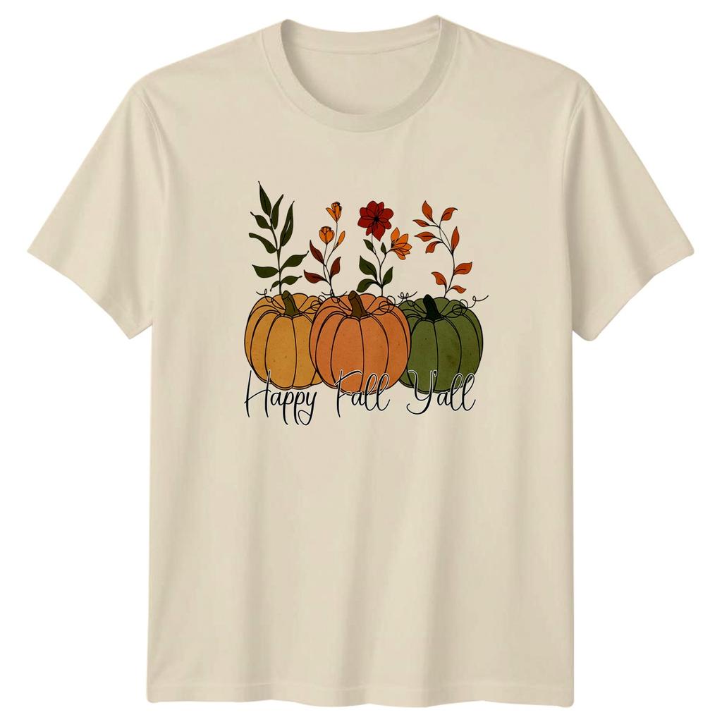 Happy Fall Yall Unisexs TShirt Pumpkins Autumn Thanksgiving Gift For Her