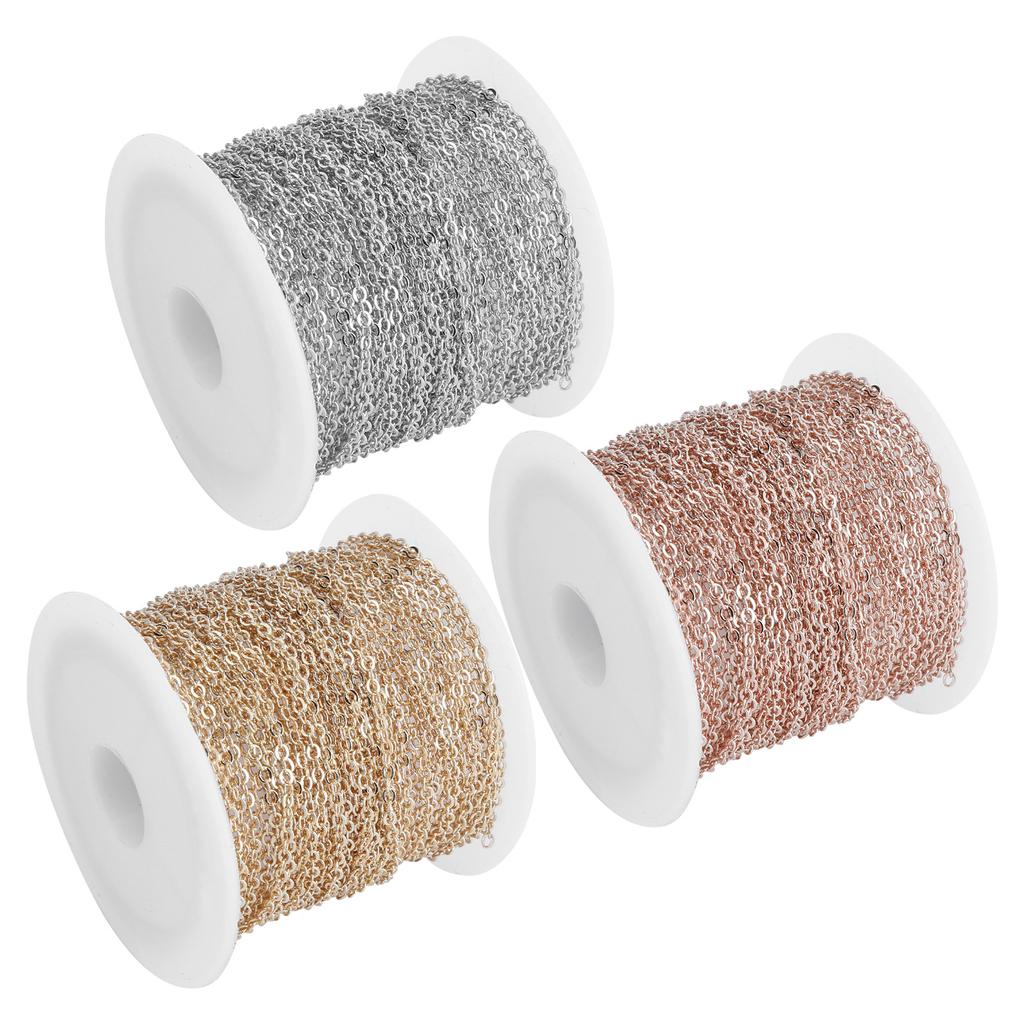 DIY Schmuckzubehör 10 Meter Kreuz O Flachkette Spule Großpackung für Armband Halskette Verlängerung