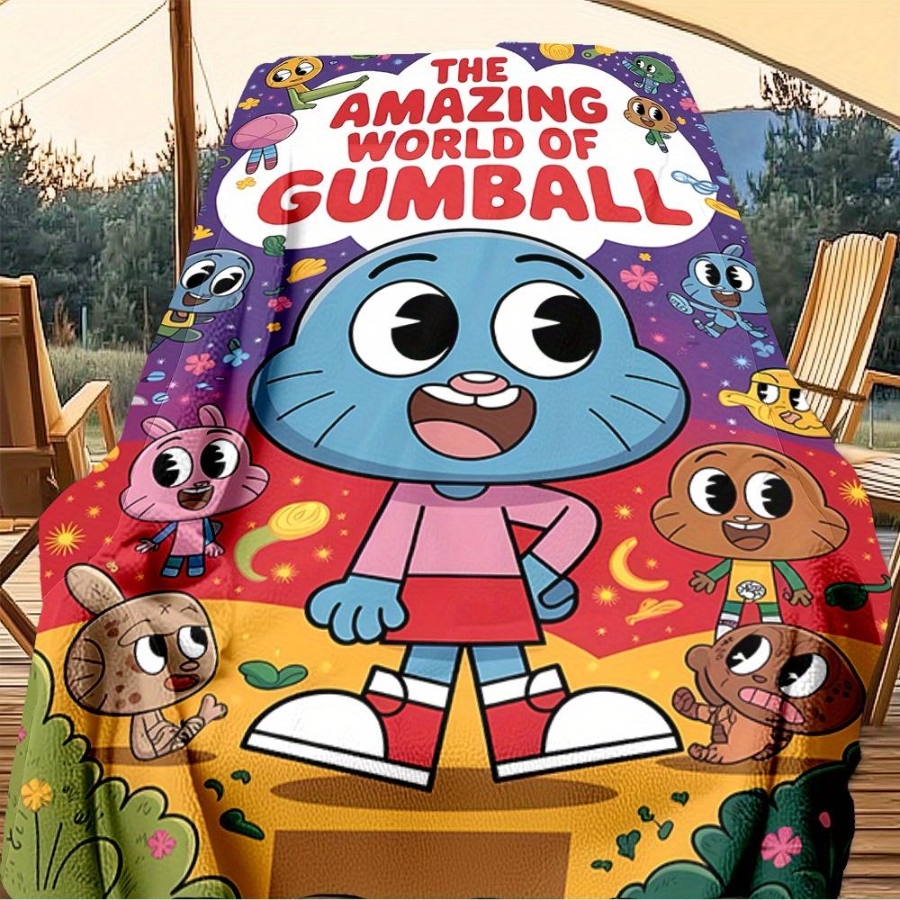 1pc Gumball, Amazing World, Cartoon Network Digital Printed Flannel Blanket, Super Soft Plush Fleece Bed Cover, Multipurpose Four Season Bla