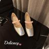 Salz kann süß sein~ Flache silberne Mary Jane Schuhe eckige Spitze Einzelne Schuhe Damen 2025 Xiaoxiangfeng Frühling leichte Mund Damen Schuhe
