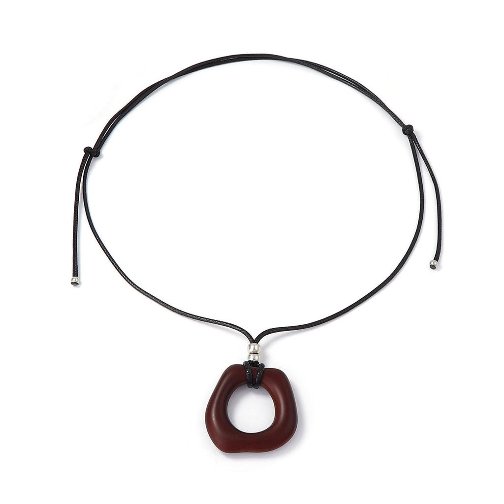 Korean Simple Wooden Love Geometric Pendant Necklace Niche Design Sense Pull Long Sweater Chain Neck Accessories Women