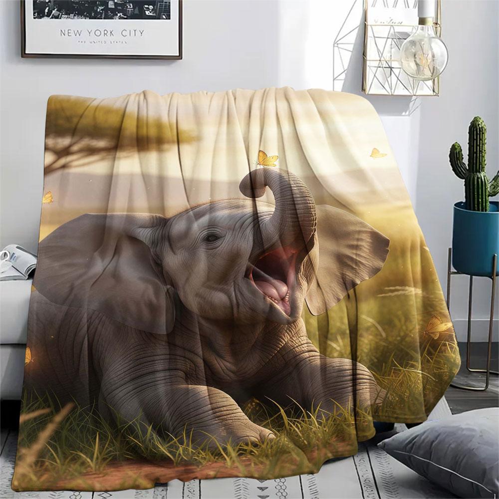 1Pc Animalsthatyawn Print Flannel Blanket, High quality Comfortable for All Seasons, Home Decor, Warmth and Comfort, Perfect for Christmas Gifts