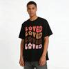 Retro Heart Flower LOVED Print Casual Top Pure Cotton T-shirt