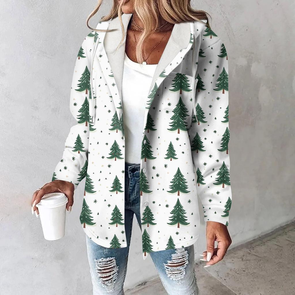 Damekåpe Casual Og Moteriktig Sammensatt Tykk Og Varm Trykt Hettejakke