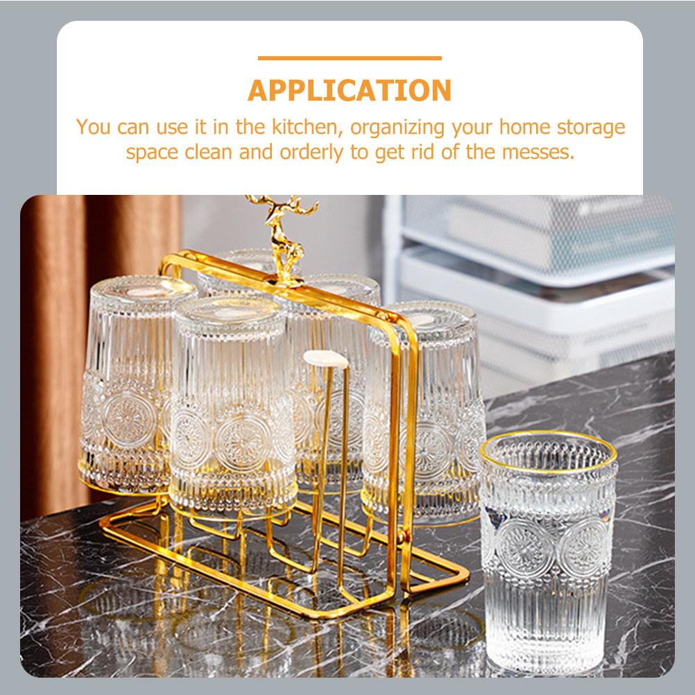 Iron Cup Holder Plastic Bottle Draining Rack Kitchen Countertop Organizer Modern Humanized Design Cup Storage Holder Cups other