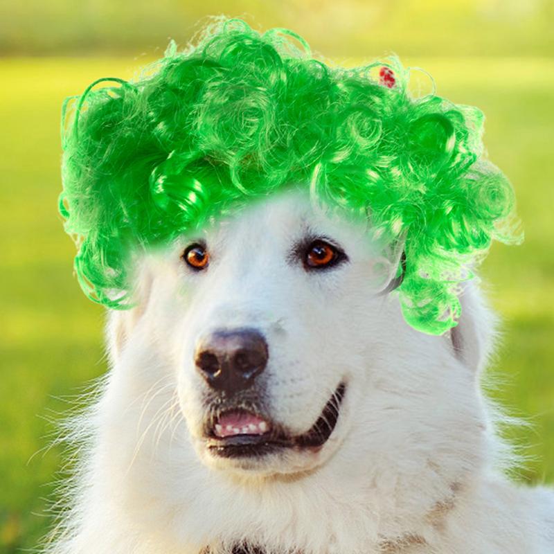 Green Dog Wig Funny Costumes Headgear Cat Dress Up Green Pet Wigs Creative Short Hair For Cats And Dogs Pet Hair Accessories