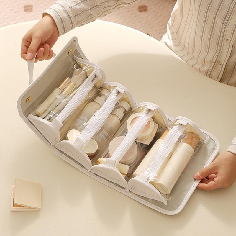 Large Capacity Portable Storage Pouches For Cosmetics Toiletries With Removable Dividers And PVC Materials