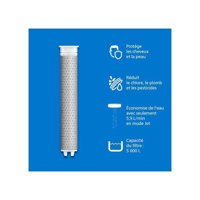Soffione doccia con filtro - PHILIPS - Modello Philips - Elimina il cloro - 3 modalità - Risparmio idrico 5,9 L/min
