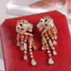 New Hot Brand Vintage Jungle Leopard Earrings for Women Luxury Jewelry Fashion Designer Eardrop S925 Sliver Party Clip Earrings