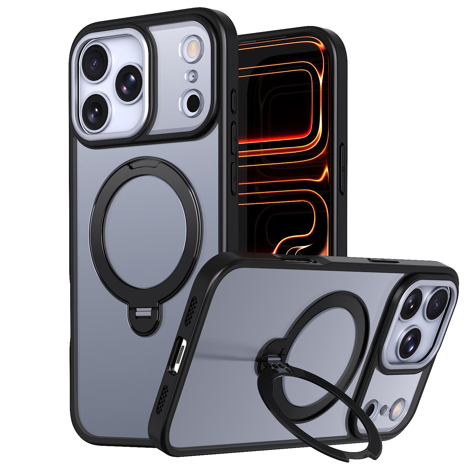 Cross-border application Apple 17promax mobile phone case holder magnetic anti-drop skin matte 17pm mobile phone case iphone17promax