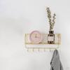 Bathroom Shelf, Kitchen Wall Spice Shelf with 6 Hooks & Rod Letter Tray
