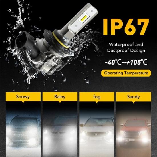 AUXITO 9140 9145 Fog Light H10 LED White Driving Bulb Extremely Bright B3F EXC