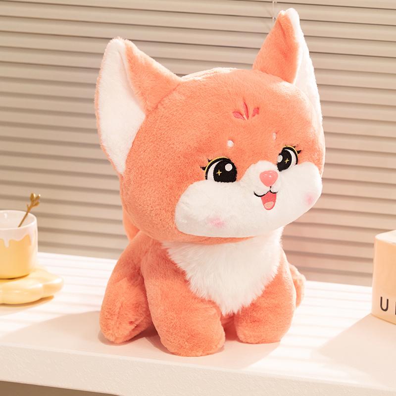 Cute Long-Tail Fox Doll Stuffed Animal Plush Toy Huggable Soft Cartoon Fox Gift Perfect Christmas Present 35cm