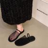 Retro Niche Design Flat-bottomed Bag Head Slippers 2025 New Fishing Net Hollow Sandals Korean Mesh Muller Shoes
