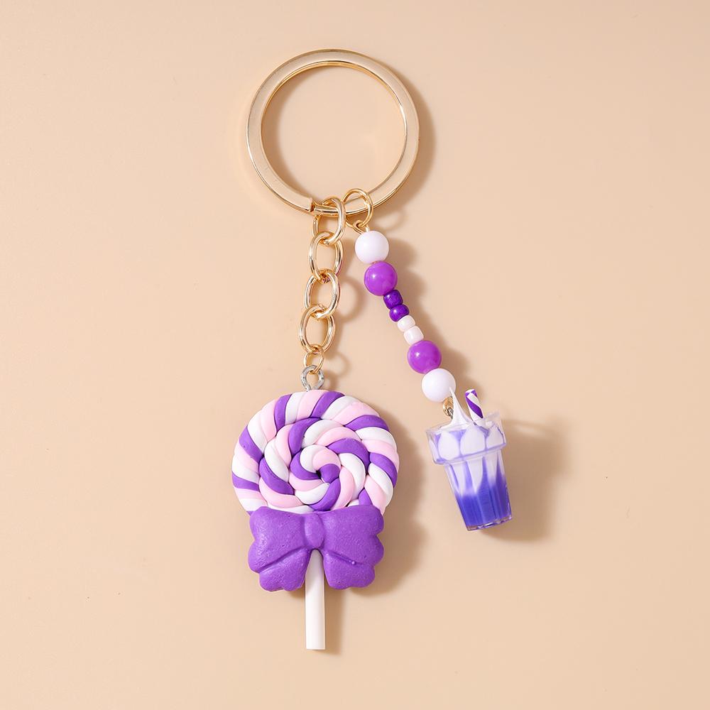Pretty Resin Candy Lollipop Keychain Women Girls Juice Key Ring Pendants Handbag Decor DIY Key Chain Kid's Jewelry Gift