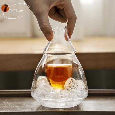 Creative Japanese Style Glass Wine Bottle Spirits Cup Sake Pot Set Wine Warmer Household Hot Wine Pot Frosted Pourers Decanter