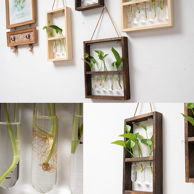 Wall Hanging Glass Planter Propagate Station Wall Hanging Glass Planter with Wooden Stand