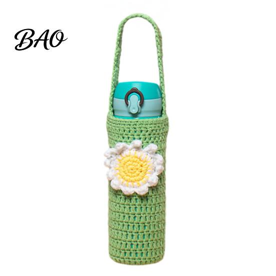Durable Water Bottle Cover Hand Crocheted Cup Cover, Portable Elastic Wool Knit Sleeve, Breathable Small Fruit Pattern Sleeve Anti-Slip Protective