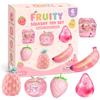 Fruit Squishy Squeeze Toys Set, 6Pcs Glitter Stress Relief Fidget Toys