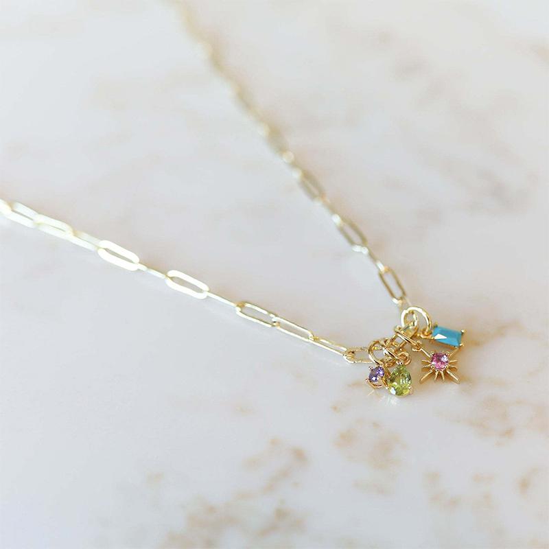 4Pcs/Set Stainless Steel Cubic Zirconia Birthstone Charms Mini Pendants For Diy Necklace Bracelet Jewelry Gift