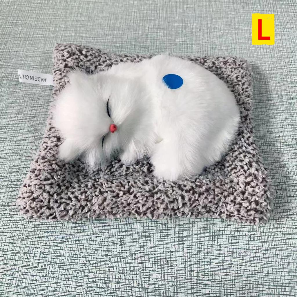 Simulated Cat Ornament With Built-in Activated Carbon Purifying Air Cute Doll Car Decor Sleeping Cat Figurine Press To Sound