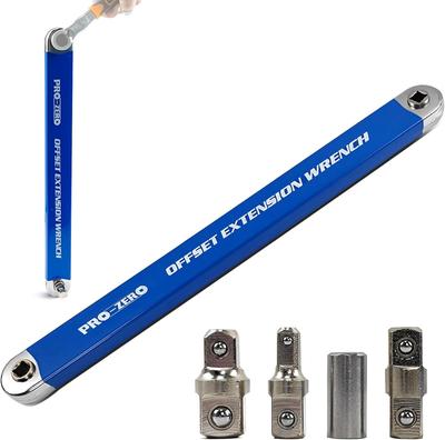 Schlagfeste Offset-Verlängerungsschlüssel, Satz von Verlängerungsschlüsseln für schwer zugängliche Stellen, mit Vierkantantriebsadaptern für 1/2", 1/4" und 3/8", Universeller Verlängerungsschlüssel
