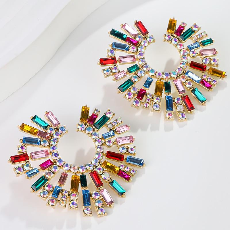 Boucles d'oreilles pendantes Zircon Fleur Colorée pour Femmes, Boucles d'oreilles pendantes Statement pour Fête & Usage Quotidien