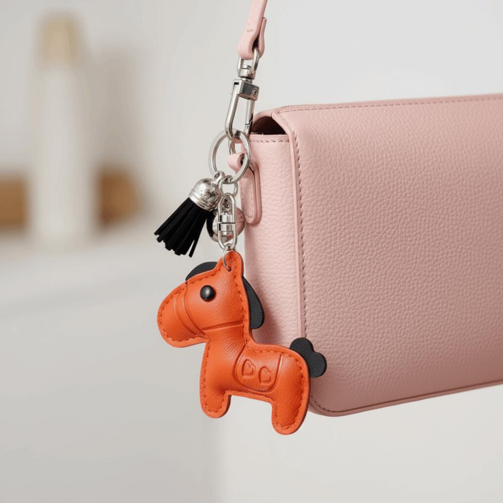 Tassel Pu Leather Horse Key Chain Heart Chinese New Year Gift Horse Pendant  Home Decor