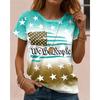 Independence Day American Anniversary Patriotic Women's T Shirt Graphic Flag Letter Vintage Fashion Stylish
