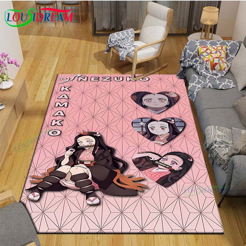 Fashion Hot Cartoon K-Kamado Nezuko Printed Carpets Living Room Anti-Skid Area Rug Kids Bedroom Mats Yoga Mat Large Carpet Decor