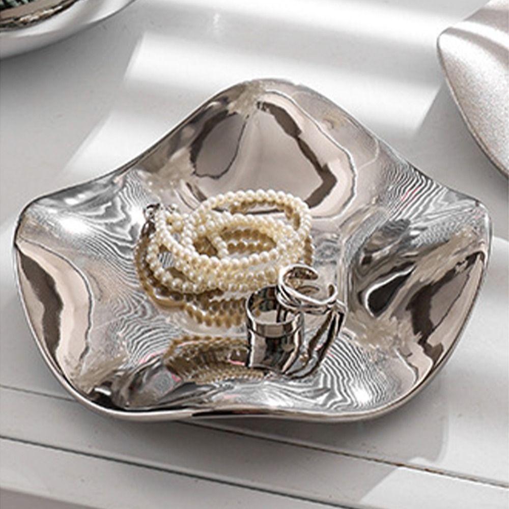 Ceramic Storage Plate Irregular Decorative Plate Jewelry Display Tray  for Dessert Cake Snack