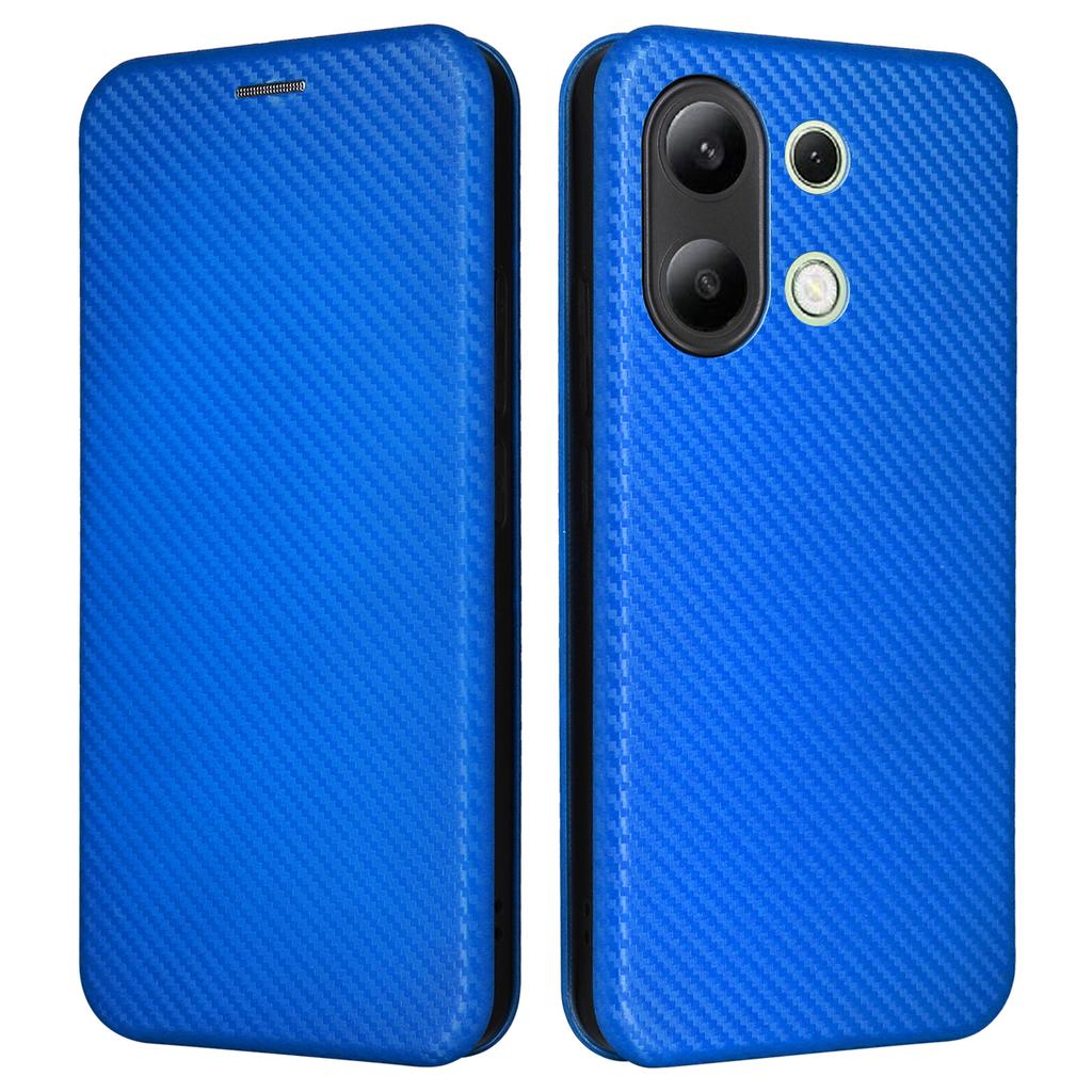 For Xiaomi Redmi Note 13 4G Leather Case Carbon Fiber Texture Phone Cover Magnetic Shock Absorbing