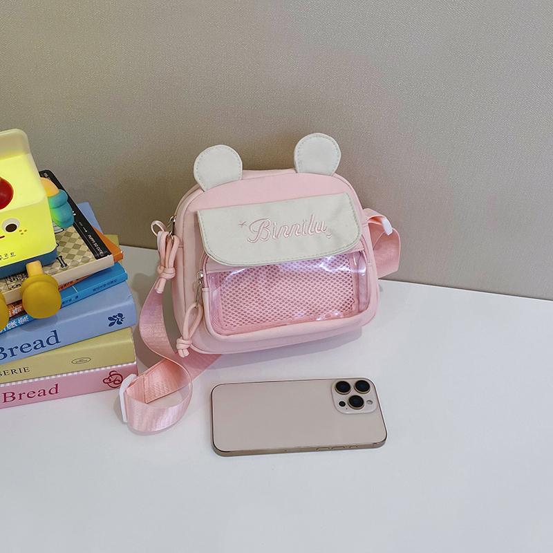 Japanese Style Kawaii Bear Girls Ita Crossbody Messenger Bag Clear Window Pins Display Female Small Itabag Cell Phone Purse