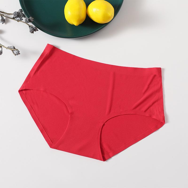 Plus Size Breathable Holes Panties Women Lingerie Solid Knickers Seamless Female Mid-rise Briefs