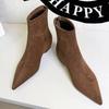 Fashion Sexy Pointed Toe Women High Heels Shoes Fashion Wedges Ankle Boots 2025 Trend New Party Dress Elegant Hot Sale Zapatos De Mujer