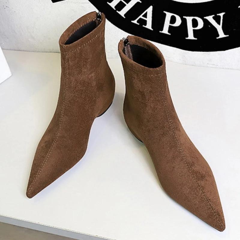 Fashion Sexy Pointed Toe Women High Heels Shoes Fashion Wedges Ankle Boots 2025 Trend New Party Dress Elegant Hot Sale Zapatos De Mujer