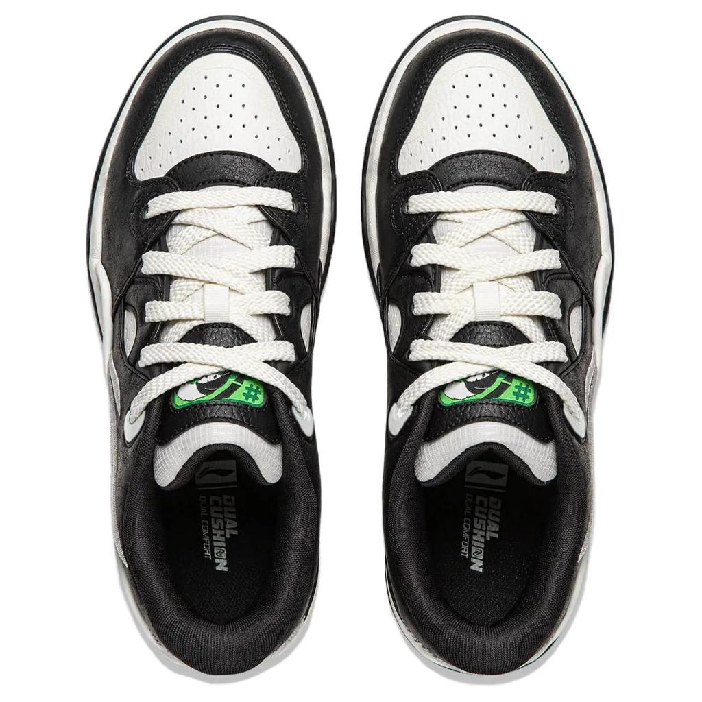 Li Ning Trendy Leap Slip Resistant Cushioning Abrasion Resistant Lightweight Low Top Skateboard Shoes Men's Black White AGCW011-2