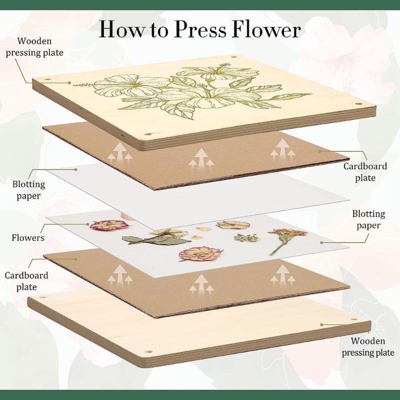 Multifunctional Flower Press Wood Leaf Flower Press Portable Flower & Plant Preservation Set for Dried Flower Making