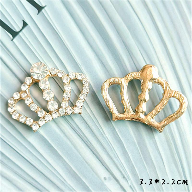 10Pcs 33*22MM Fashion Chic Silver Crystal Crown Buttons For Wedding Invitation Rhinestone Button For Decorate Craft