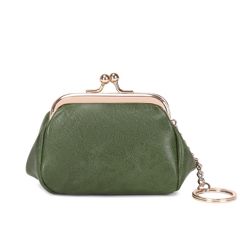 2023 Retro Clip Coin Purse: Small, Portable, Solid Color PU Key Bag for Versatile Storage