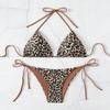 2025 Leopard Print Lace-Up Bikini - New European & American Swimwear