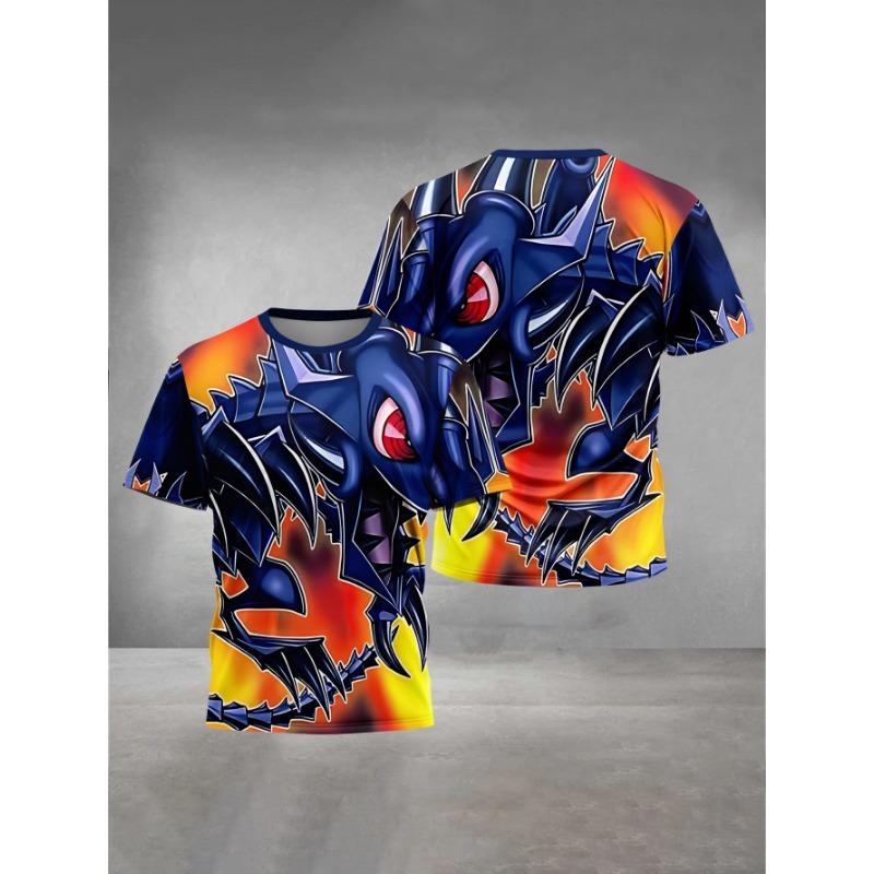 Monster Pattern 3D Printed Children's T-shirt, Boys' Fun Short Sleeved Top