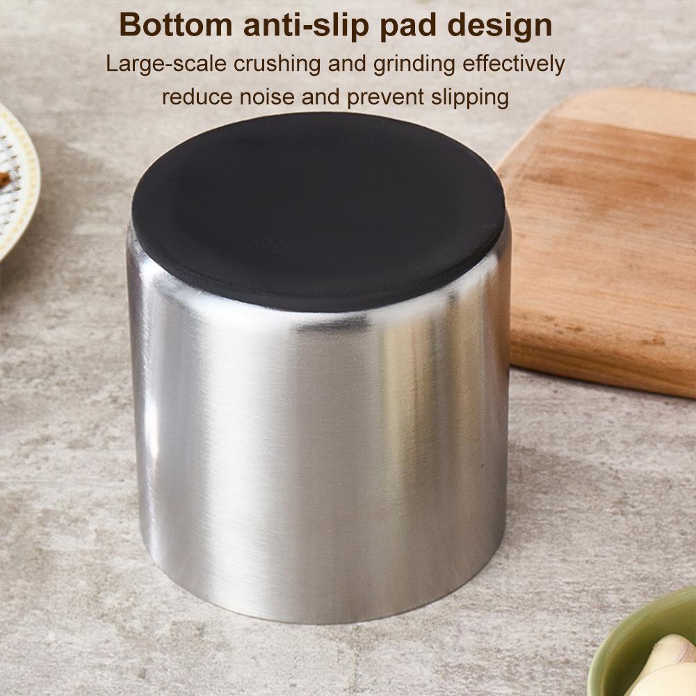 304 Stainless Steel Household Mashing Jar Anti-Slip Thick Grinding Bowl Wear Resist Mortar and Pestle Set for Lemon Spices Herbs
