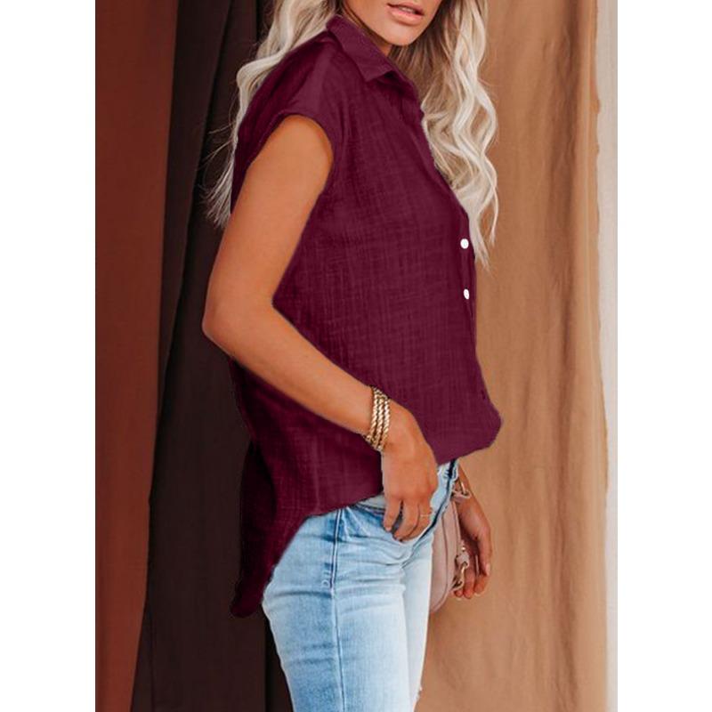 YYFS Moda damă ocazional vară primăvară culoare uni imprimeu mânecă scurtă cu gât POLO Bluze și cămăși