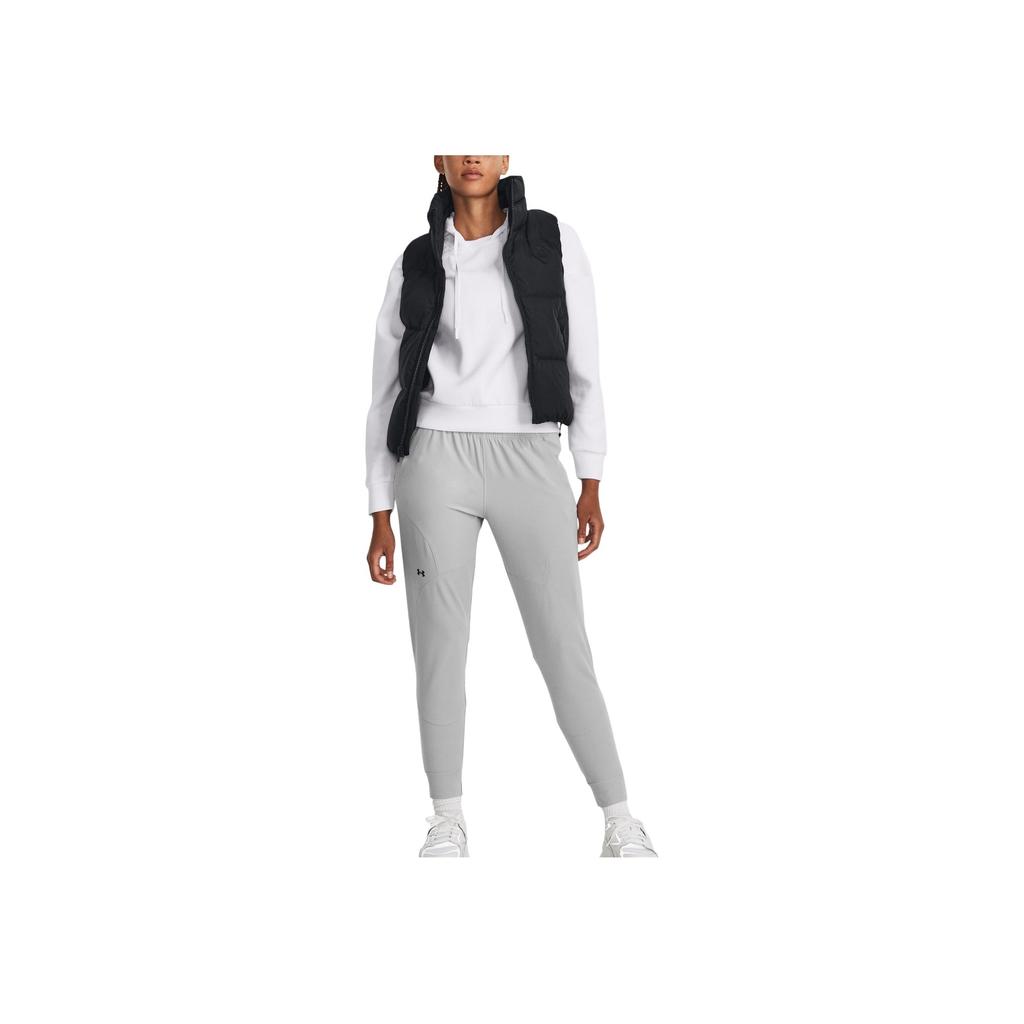Under Armour Logo Print Mid-Rise Cuffed Casual Pants Women bottoms Gray 1376926-011