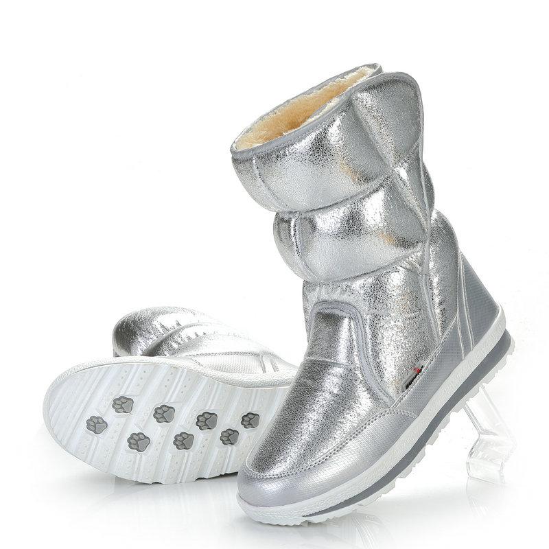 Winter Boots Silver Color Women Snow Boots Fur Insole Lady Warm Shoes Girl Fashion Mid-High Free Shipping Nice Looking