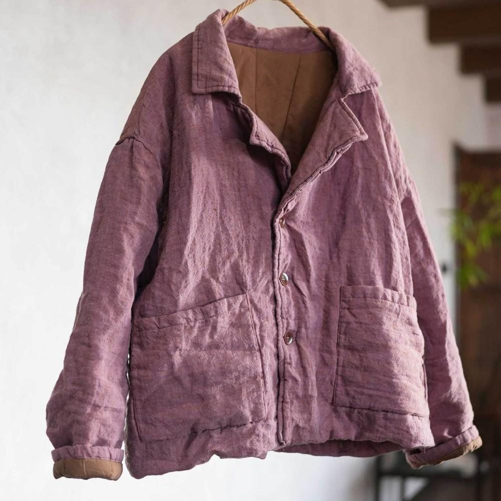 Johnature Women Vintage Turn-down Collar Long Sleeve Coats Spring Chinese Style Button Pockets Female Coats
